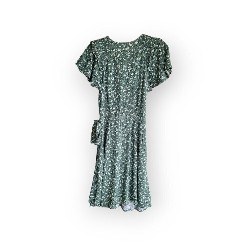 Universal Thread Sage Floral Rayon Wrap Dress XS Ruffle Sleeve Spring Summer XS - Picture 5 of 12